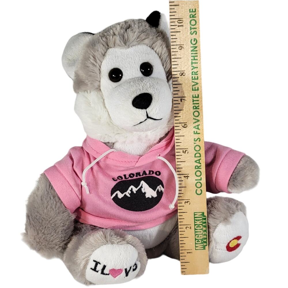 Colorado Plush Husky Dog 11" Pink Hoodie Stuffed Animal Toy Stuffie Plushie